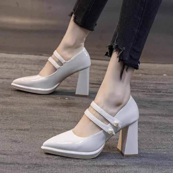 Giày Đế Cao Gót Vuông Lolita Vintage Phong Cách Rento Ulzzang Quảng Châu Hot 2023