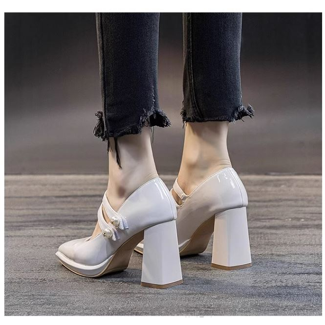 Giày Đế Cao Gót Vuông Lolita Vintage Phong Cách Rento Ulzzang Quảng Châu Hot 2023