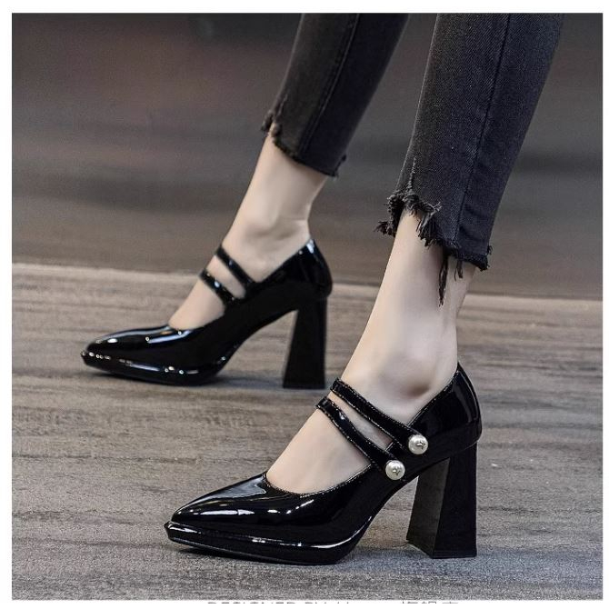 Giày Đế Cao Gót Vuông Lolita Vintage Phong Cách Rento Ulzzang Quảng Châu Hot 2023