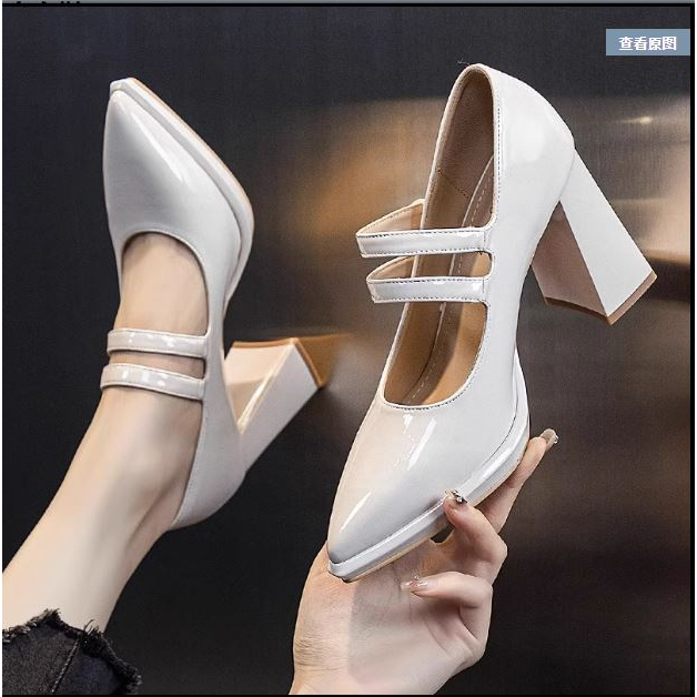 Giày Đế Cao Gót Vuông Lolita Vintage Phong Cách Rento Ulzzang Quảng Châu Hot 2023