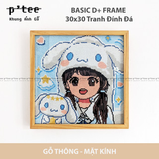 Khung ảnh gỗ 30x30 cho Tranh đính đá - Khung Hình Gỗ Thông Mặt Kính Trang Trí Treo Tường Để Bàn - Wood Frame by P'Tee