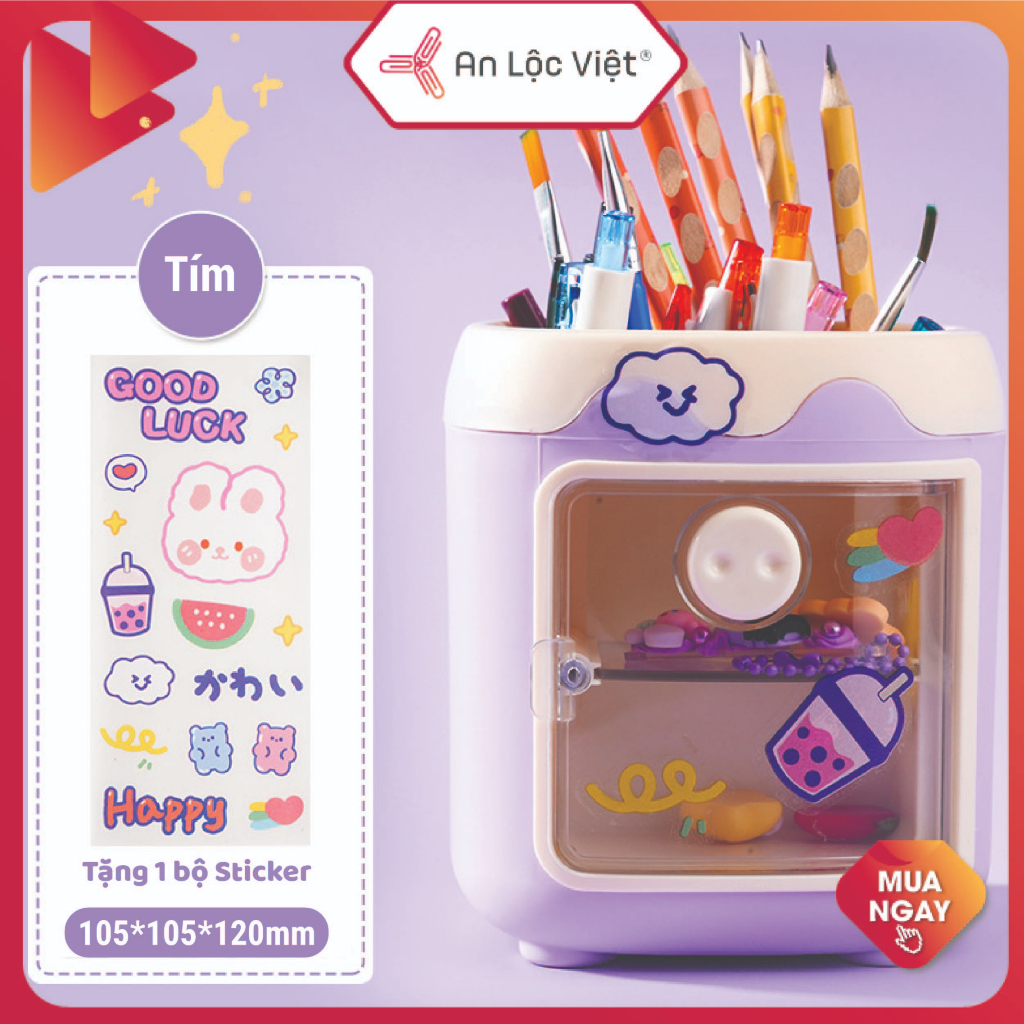 Hộp Cắm Bút, Ống Cắm Bút để bàn nhiều ngăn hình Heo siêu dễ thương