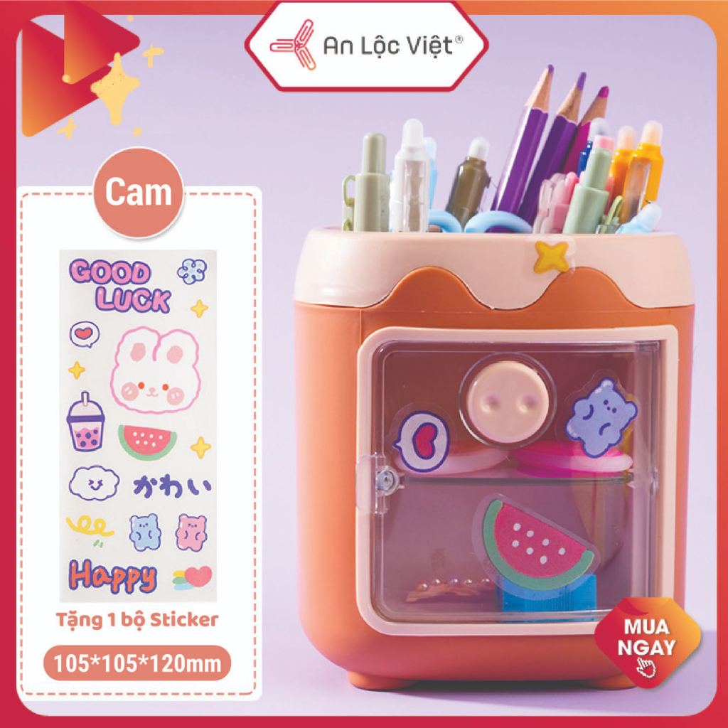 Hộp Cắm Bút, Ống Cắm Bút để bàn nhiều ngăn hình Heo siêu dễ thương