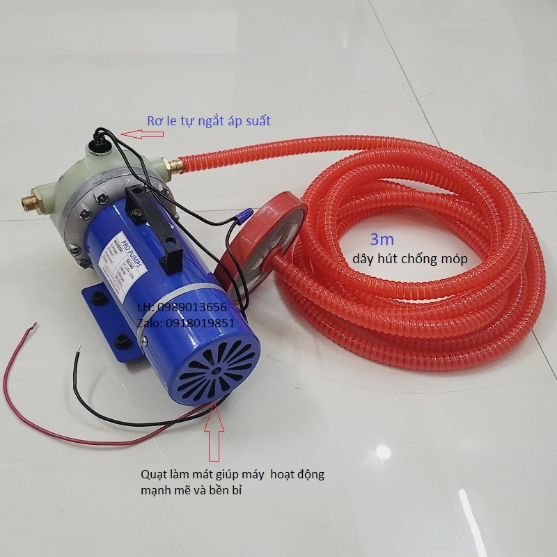 Máy bơm áp lực cao 24V240W chuyên dùng phun thuốc, phun sương nhà kính, rửa xe, tăng áp lực nước, tưới cây