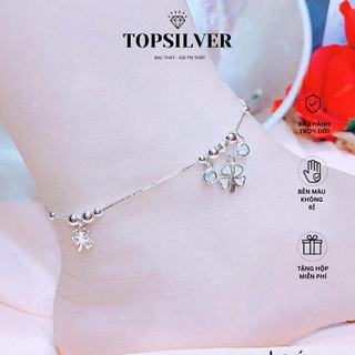 Lắc Chân Cỏ 4 Lá Bạc Chuẩn 925 Đính Đá TOPSILVER