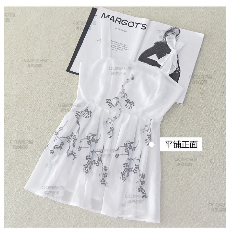 Set áo baby doll hai dây Jennie + quần short ngắn trắng