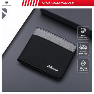 Ví vải nam JOLEZEON, bóp nam Canvas phối màu sang trọng và lịch sự - VNA15