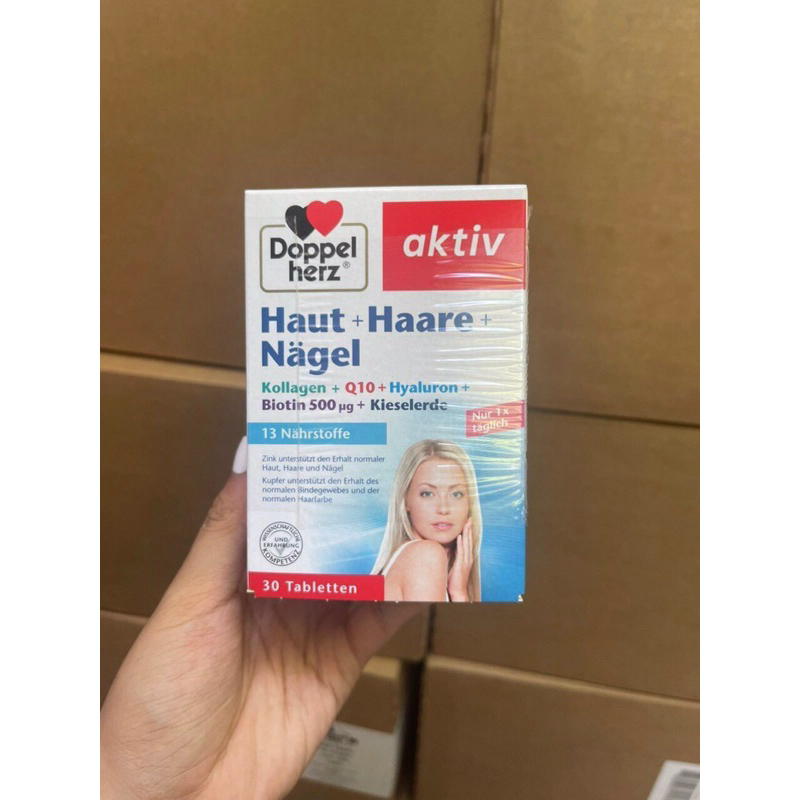 Viên uống đẹp tóc móng da Haut+ Haare Doppelherz, giúp làn da trẻ đẹp, tóc dày khỏe đẹp, móng tay sáng hồng