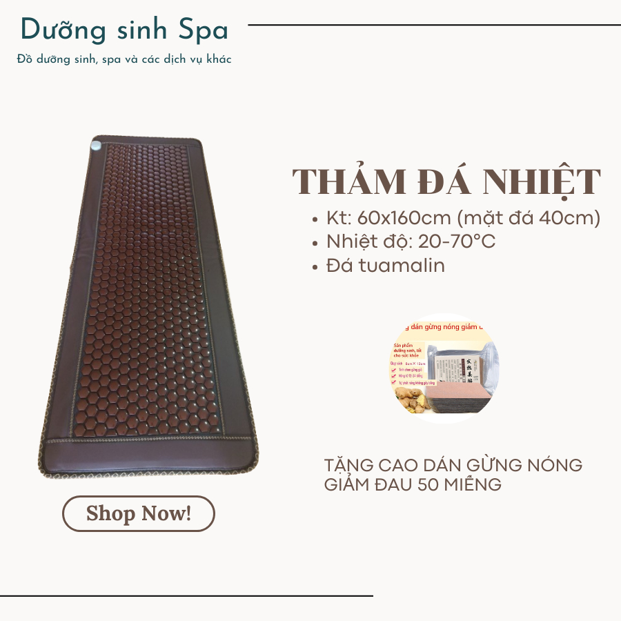 Thảm Đá Nhiệt 60x160 cm TẶNG cao dán thảo dược xương khớp