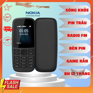 Điện thoại phổ thông Nokia 105 4G 2 sim 2 sóng pin trâu sóng khoẻ fullbox BH 12 tháng