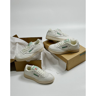[1991 STORE] Giày Sneaker Reebok Club C 85 Vintage White Green_ GIÀY THỂ THAO REEBOK KEM SỮA FULL