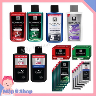 Dầu gội Sữa tắm Romano Vip / 2in1 Gen Z / Romano 5in1 sạch gàu hàng quà tặng mini 60g / Gội dây 12 - 14 gói Romano