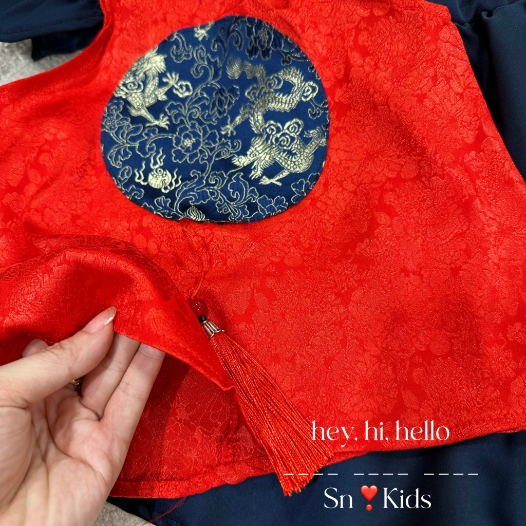 Váy bé gái , Sét váy yếm vải áo gấm chân váy lụa cho bé diện trung thu 10-30kg