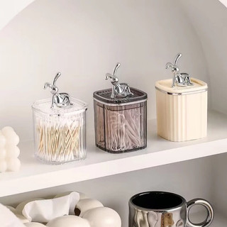 Hộp Đựng Tăm Bông Trong Suốt, Hộp Đựng Tăm Bông Xinh Xắn Tiện Lợi Gắn Kèm Chú Thỏ Đáng Yêu
