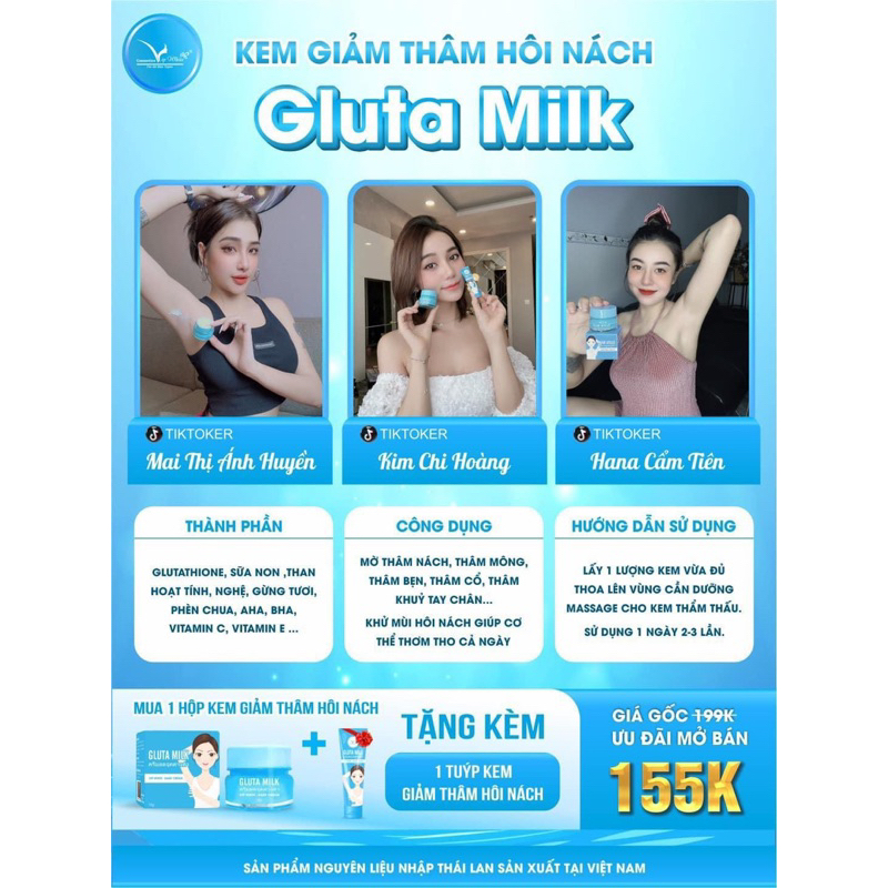 Kem Giảm Thâm Hôi Nách Gluta Milk Thái Lan