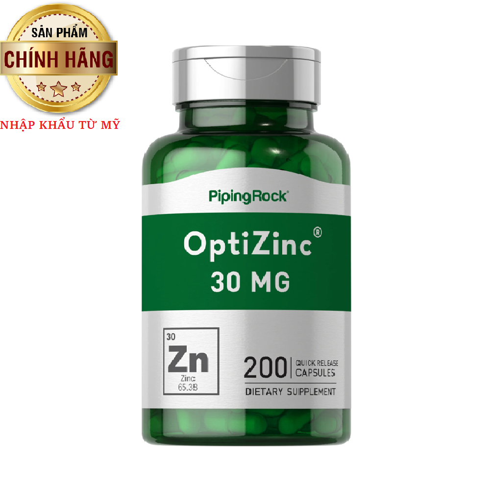 Viên Bổ Sung Kẽm Tối Ưu, OptiZinc, PipingRock, 30 mg, 200 Viên