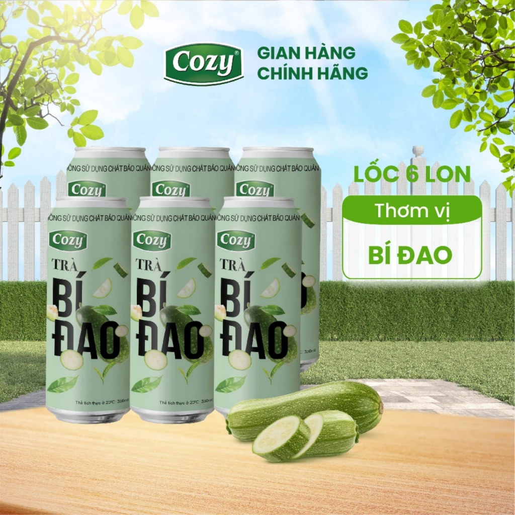 Thùng 24 lon trà đào sả , trà bí đao Cozy - Thơm ngon rõ vị