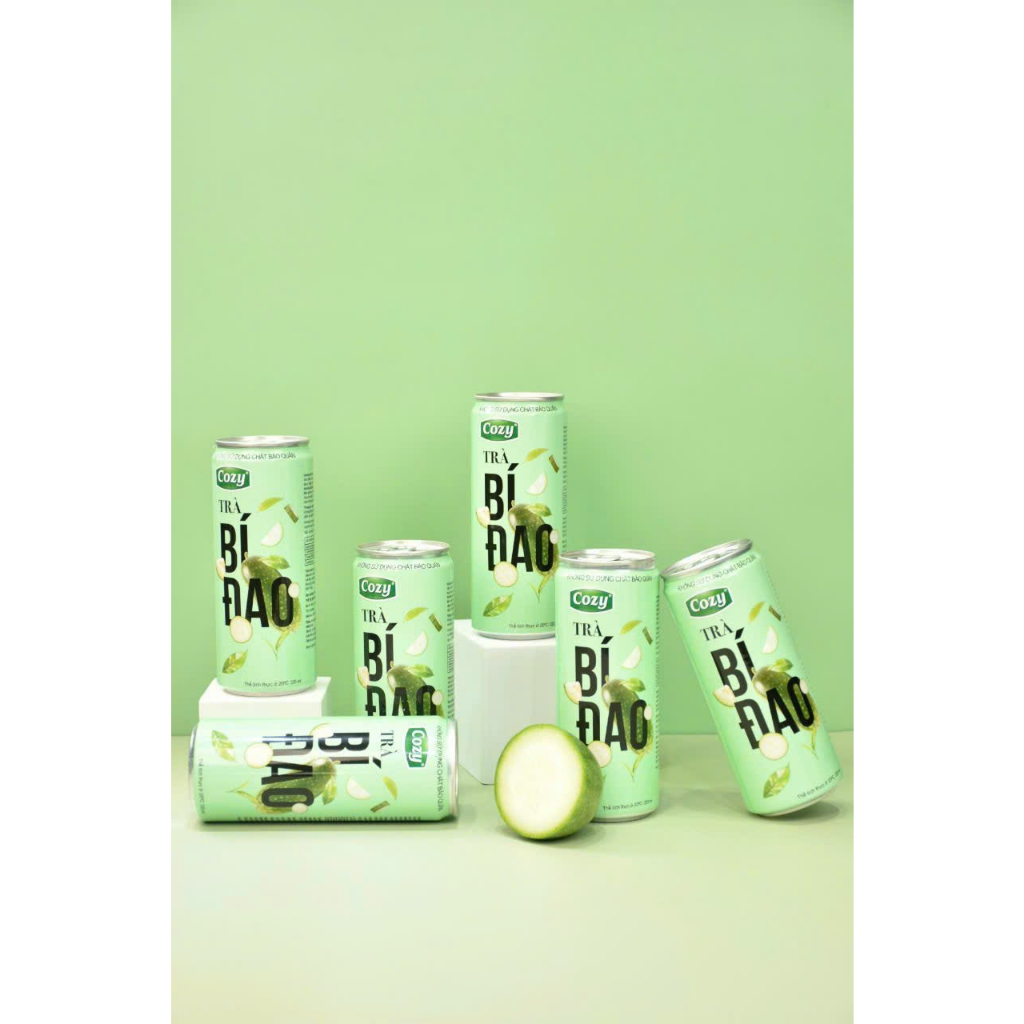 Thùng 24 lon trà đào sả , trà bí đao Cozy - Thơm ngon rõ vị