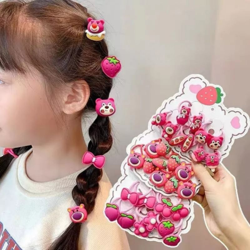 Set 10 Dây Buộc Tóc Gấu Dâu Lotso Cho Bé