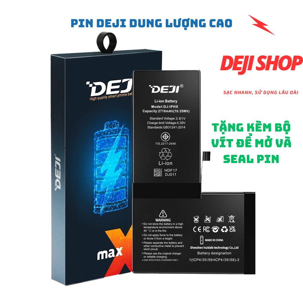Pin Deji Dung Lượng Siêu Cao cho IP 5S/5SE/6/6S/7/8P/X/XR/XS/XSM/11/12Promax Bảo Hành 12 Tháng