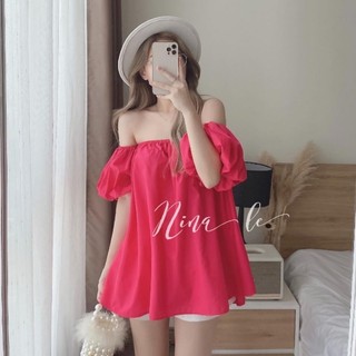 Áo Kiểu Trễ Vai Babydoll Tay Phồng Cúp Ngực Ra Dáng Tiểu Thư Xinh Xắn ALOHA