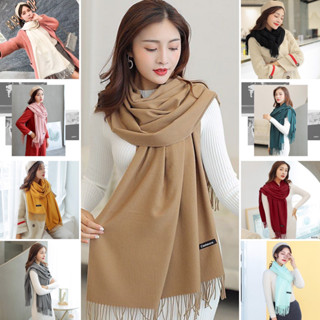 Khăn quàng choàng cổ nữ mùa đông len cashmere đẹp giữ ấm văn phòng công sở màu vàng nghệ KHAGU