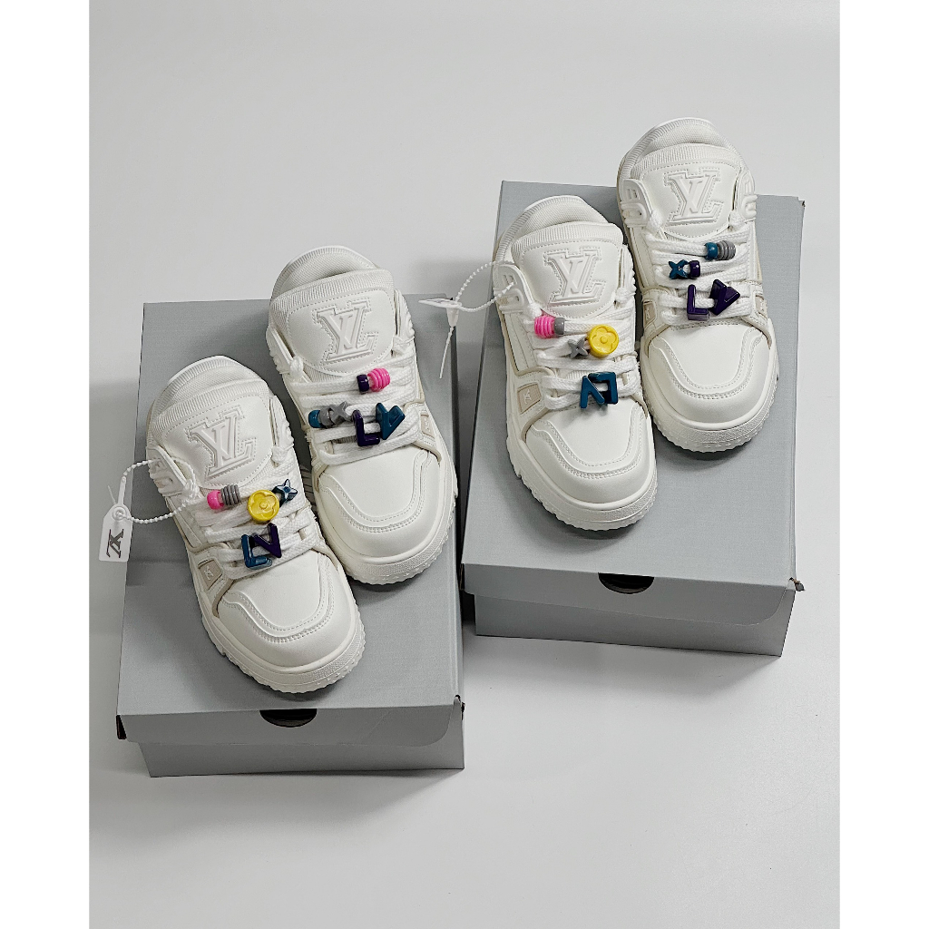 Giày thể thao Lo..uis Vuit__ton Sneakers Trainer Maxi trắng full, Giày thể thao LV FULL TRẮNG KÈM DÂY