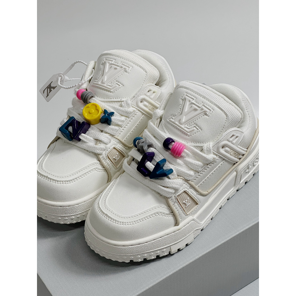 Giày thể thao Lo..uis Vuit__ton Sneakers Trainer Maxi trắng full, Giày thể thao LV FULL TRẮNG KÈM DÂY