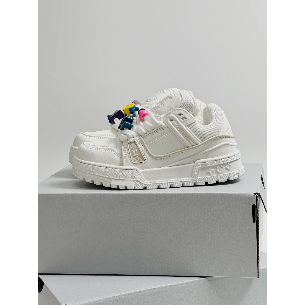 Giày thể thao Lo..uis Vuit__ton Sneakers Trainer Maxi trắng full, Giày thể thao LV FULL TRẮNG KÈM DÂY