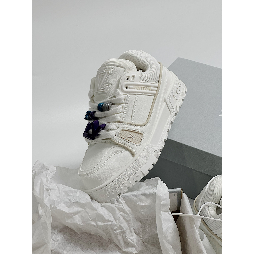 Giày thể thao Lo..uis Vuit__ton Sneakers Trainer Maxi trắng full, Giày thể thao LV FULL TRẮNG KÈM DÂY
