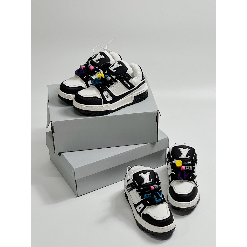 Giày thể thao Lo..uis Vuit__ton Sneakers Trainer Maxi ĐEN full, Giày thể thao LV ĐEN KÈM DÂY FULL STICK