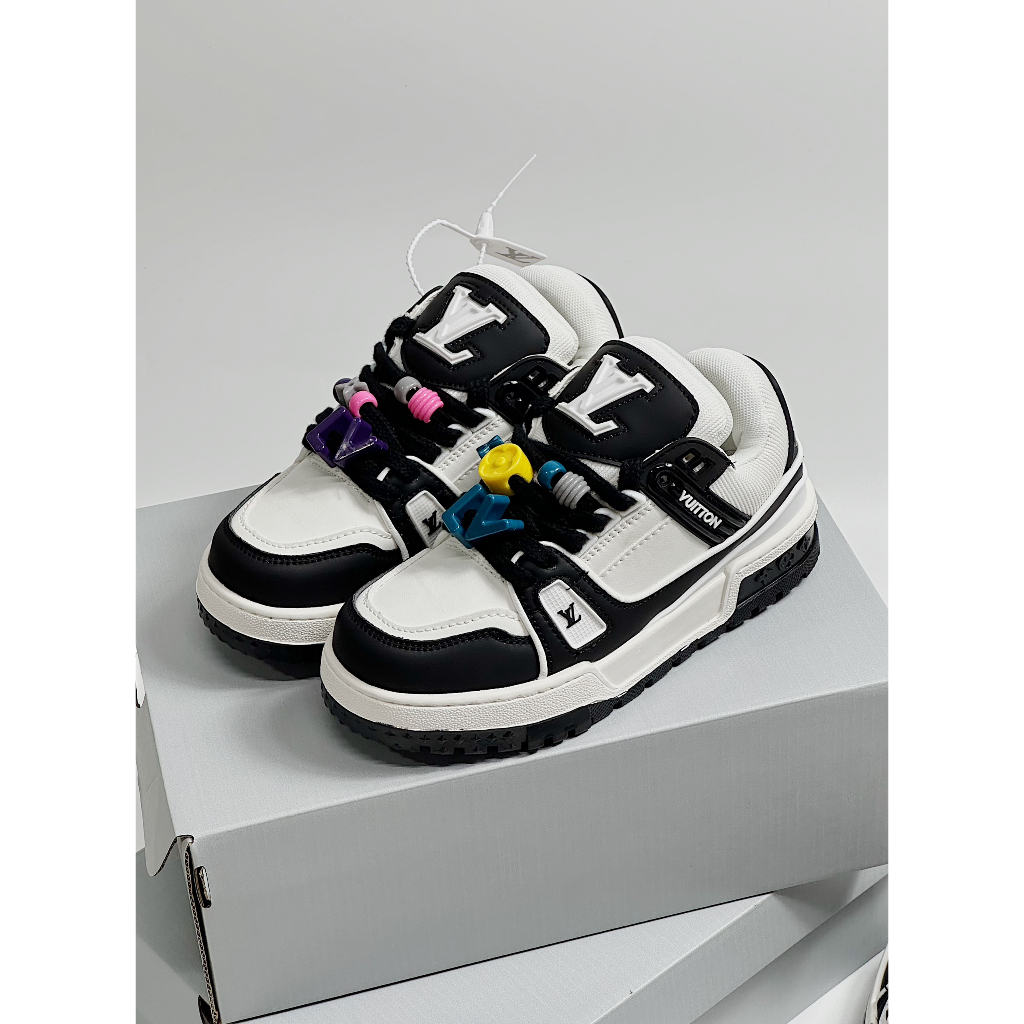 Giày thể thao Lo..uis Vuit__ton Sneakers Trainer Maxi ĐEN full, Giày thể thao LV ĐEN KÈM DÂY FULL STICK