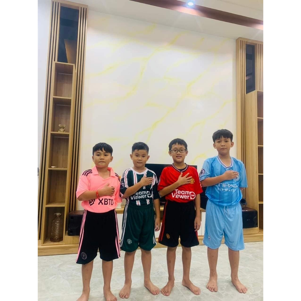 Quần áo bóng đá trẻ em Arsenal logo thêu thun lạnh cao cấp A5