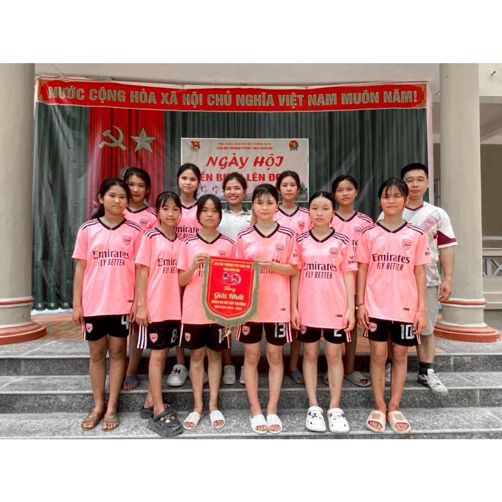 Quần áo bóng đá trẻ em Arsenal logo thêu thun lạnh cao cấp A5