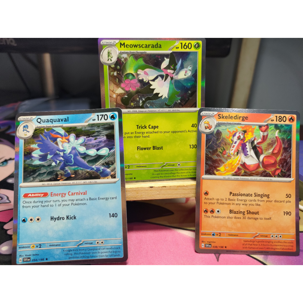 Combo 3 Thẻ Pokemon Meowscarada, Quaquaval và Skeledirge - SVIEN