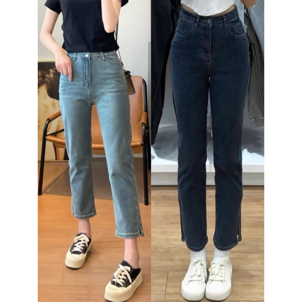 Quần Jeans Nữ Ống Đứng , Quần Bò Nữ Ống Đứng Màu Xanh Phối Đồ Cực Đẹp Đ45
