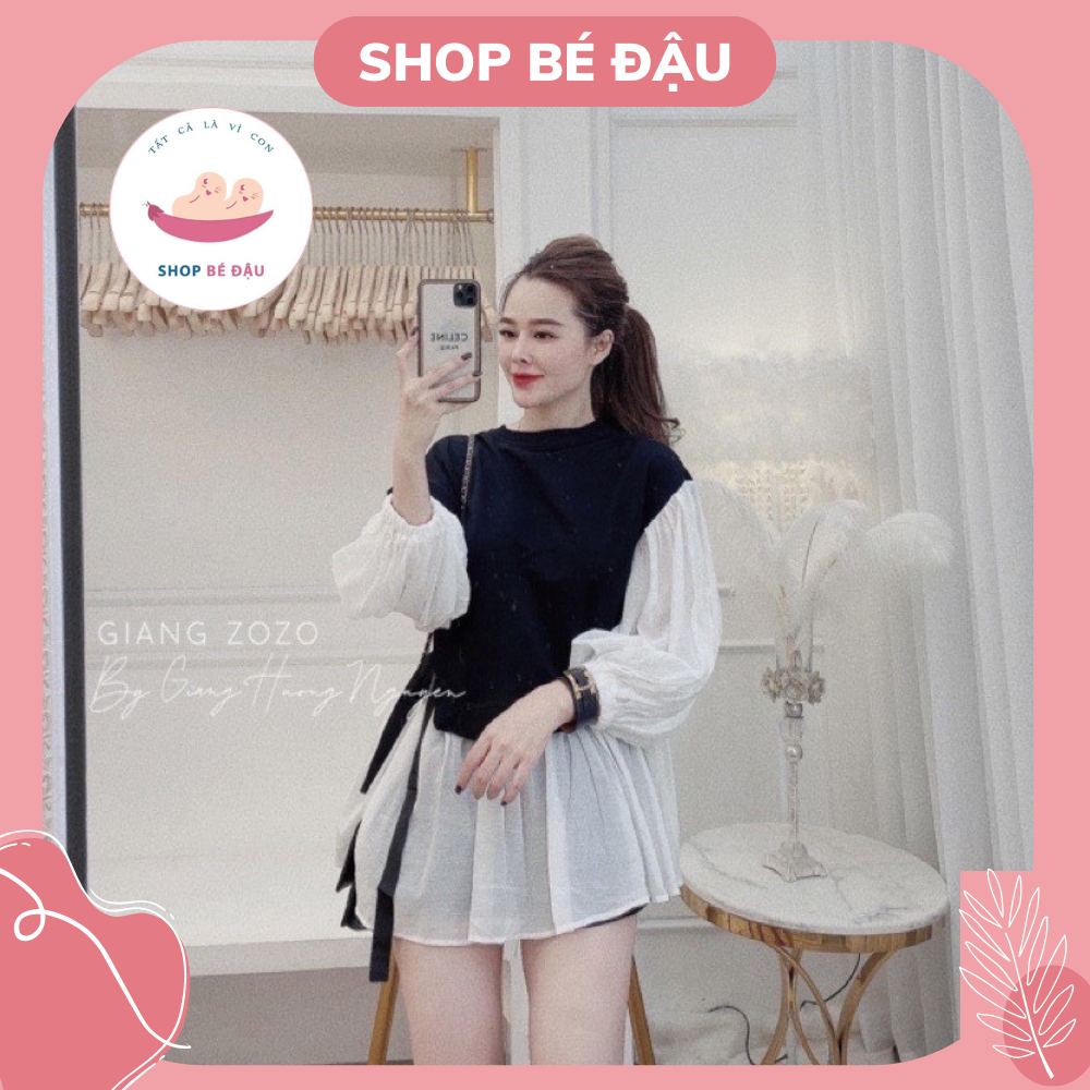 Áo bầu công sở thân sơ mi dây buộc 2 bên chất mát cho bầu to