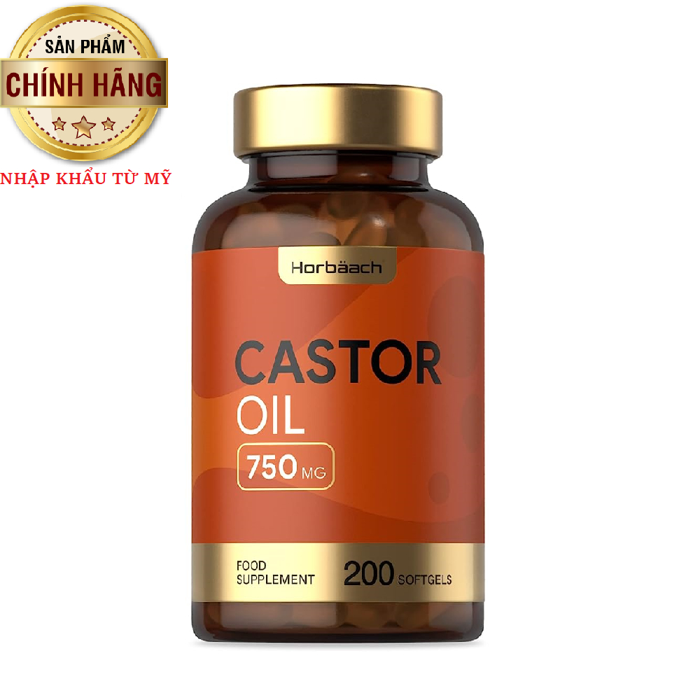 Viên Uống Bổ Sung Dầu Castor, 750mg, Horbäach, 200 Viên