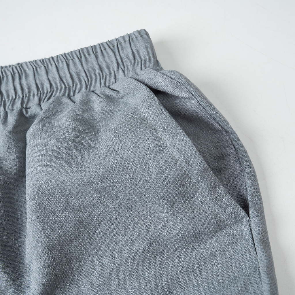 Bộ Đùi Nam Áo Cổ Viền Tròn Quần Đùi Vải Đũi Mềm Mịn Mát Nhẹ Thoáng Thấm Hút Mồ Hôi Tốt