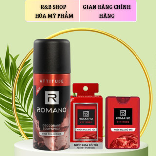 ROMANO COMBO XỊT KHỬ MÙI BODY HƯƠNG ATTITUDE 150ML VÀ NƯỚC HOA  MINI 18ML