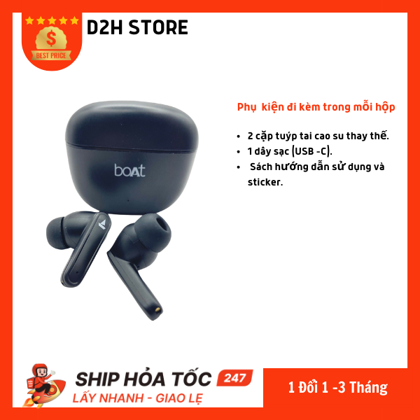 Tai nghe không dây/ tai nghe bluetooth chính hãng Ấn Độ BOAT AIRDOPE115