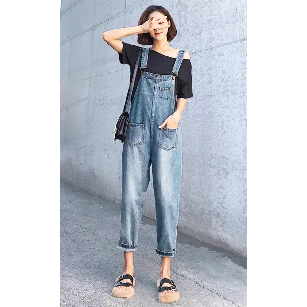 Yếm jeans dài trơn Chollima YJ001 phong cách hàn quốc