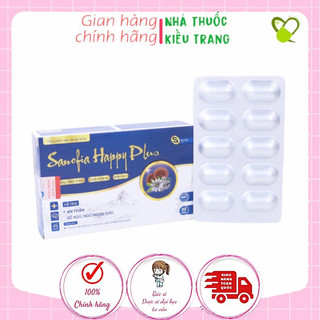 Viên uống Sanofia Happy Plus - Giúp dễ ngủ, an thần, ngủ ngon giấc. Hộp 30 viên