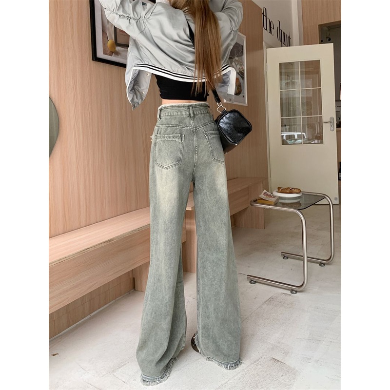 Quần Jeans Nữ Ống Suông , Quần Bò Nữ Ống Suông Che Khuyết Điểm Tua Rua Gấu TL46 | BigBuy360 - bigbuy360.vn