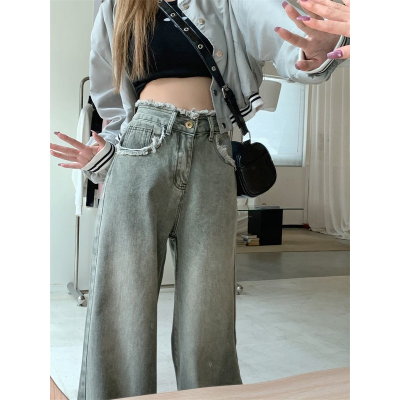 Quần Jeans Nữ Ống Suông , Quần Bò Nữ Ống Suông Che Khuyết Điểm Tua Rua Gấu TL46 | BigBuy360 - bigbuy360.vn