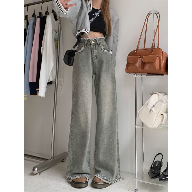 Quần Jeans Nữ Ống Suông , Quần Bò Nữ Ống Suông Che Khuyết Điểm Tua Rua Gấu TL46 | BigBuy360 - bigbuy360.vn