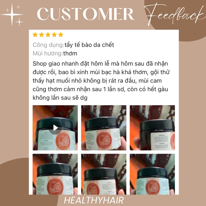 Tẩy tế bào chết da đầu Cam bạc hà - Healthy Hair giúp kiềm dầu, giảm gàu và làm phồng chân tóc