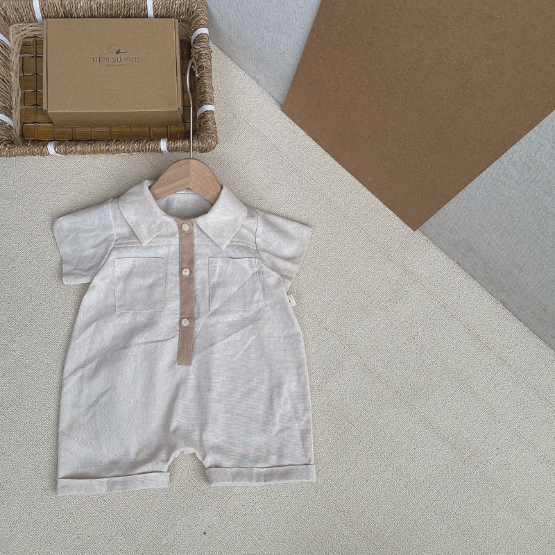 Bộ liền thân lửng 2 túi ngực cho bé trai Tiệm Su Kids