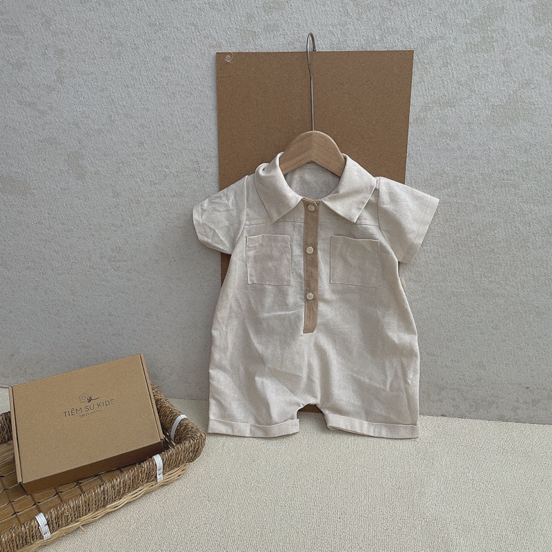 Bộ liền thân lửng 2 túi ngực cho bé trai Tiệm Su Kids