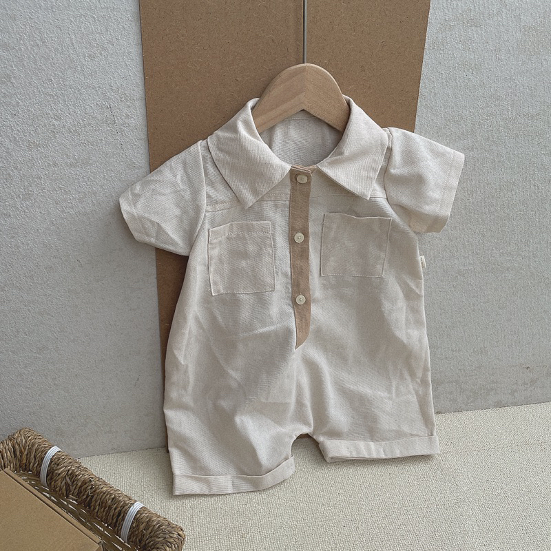 Bộ liền thân lửng 2 túi ngực cho bé trai Tiệm Su Kids